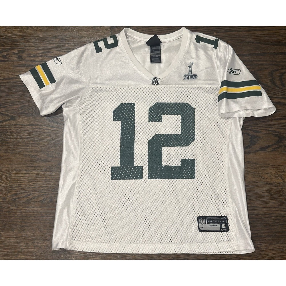 Reebok Aaron Rodgers #12 Green Bay Packers Super Bowl XLV Jersey Womens Large